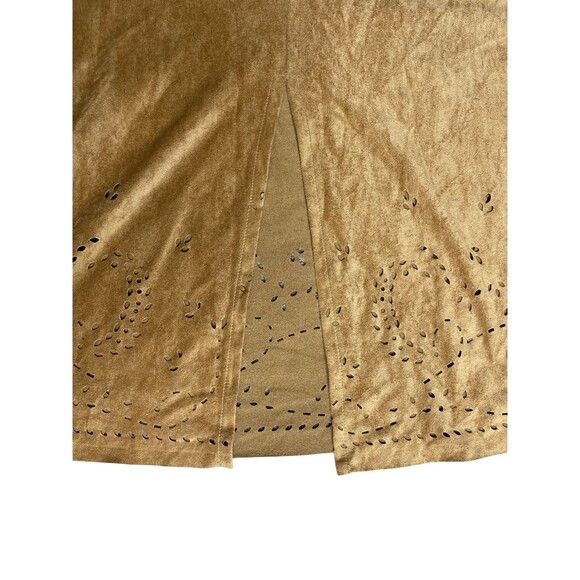 Vintage Avenue Suede Long  Skirt Fall Cut out detail Women size 14 / 16 - Picture 8 of 9